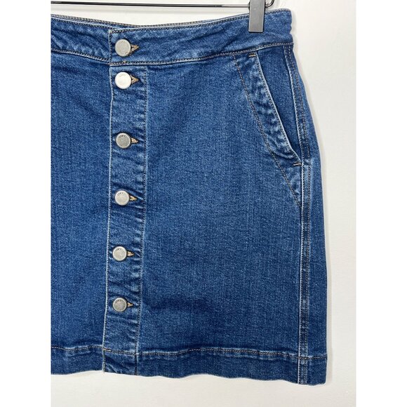 Loft Denim Button Front Mini Skirt Blue XS / 2 Casual Stretch - Picture 6 of 16